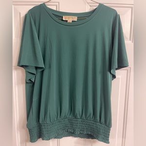 Women’s Michael Kors Green Elastic Waist Blouse Size XL